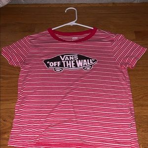Red and White striped Vans t-shirt